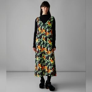 NWT TOAST Tie Shoulder Harlequin Flower Print Dress Midi Maxi Tank UK12 US8 New